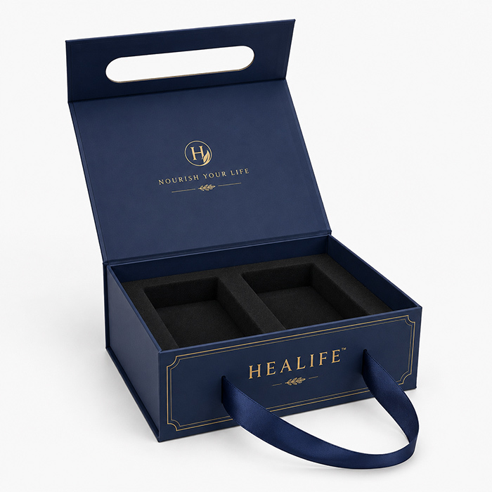Magnetic Flip Top Gift Box Custom with Carry Handle Sponge Insert