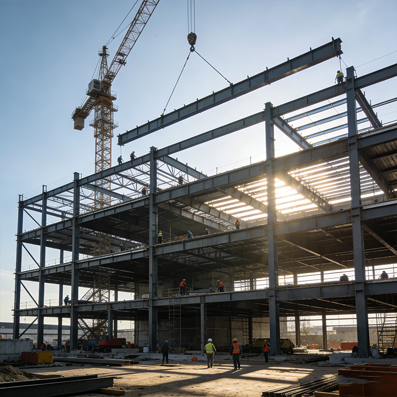 Prefabricated Commercial Steel Frame Building Wind Resistant For Warehouses