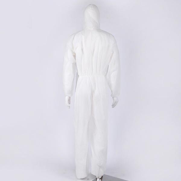 Overall Single Layer PP Nonwoven Full Coverage Moderate Protection Front Zipper Cheap Disposable Coveralls with Hood