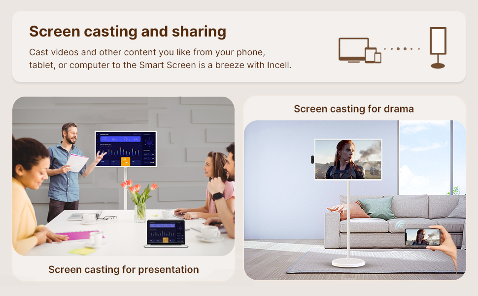 32 Inch Movable Smart Monitor Rollable Touch Screen TV Battery Powered Portable Stand Display Kiosk Factory