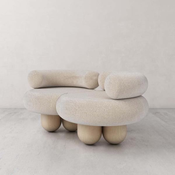 Fabric Leisure Chair Flannel Solid Wood Special-Shaped Single Sofa Love Seat