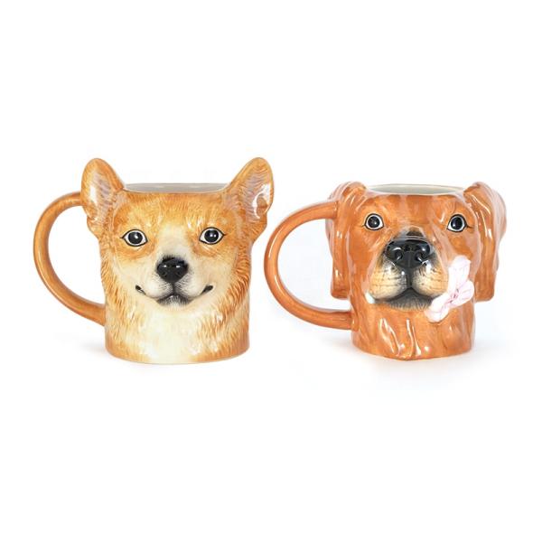 Самый продаваемый милый глиняный 3D в форме собаки Дизайн керамических кружек для животных с 3D ручной краской