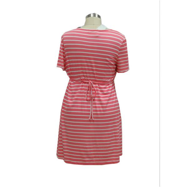 Women'S Casual Cotton Summer Dresses , Striped Maternity Midi Dress Mini Yard Dye