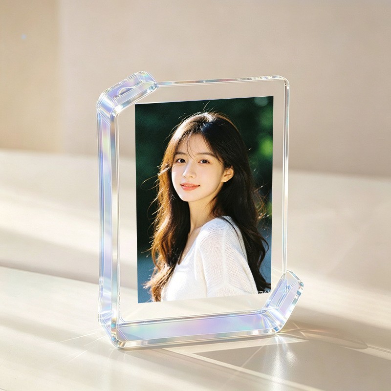 Pink Transparent Acrylic U-Shaped Photo Frame — Desktop Picture Stand for Home Decor, Custom Sizes & Logo Available