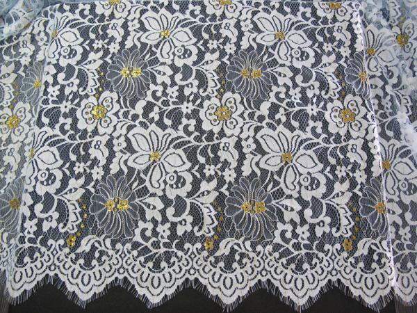 Curtain Modern Gold Colored Big Eyelash Lace And Fabric Trimming High Grade