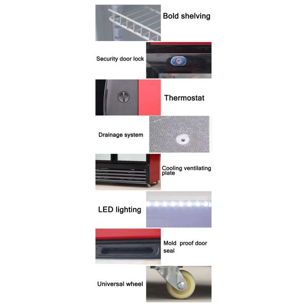 Single Door Beverage Cooler LED Lighting Glass Front Beverage Cooler Customized