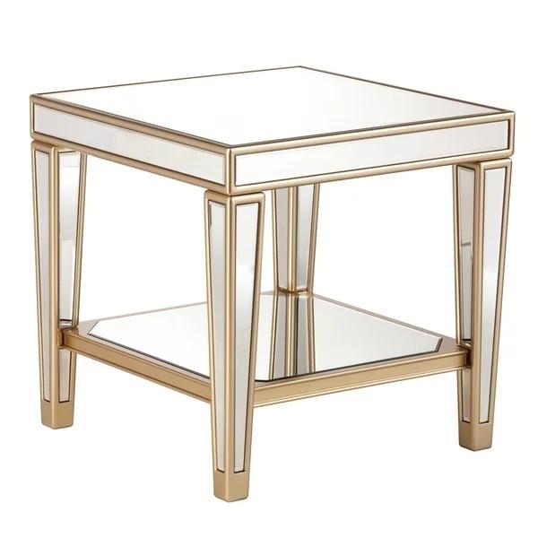 Hot selling champagne gold side table mirrored corner table for living room