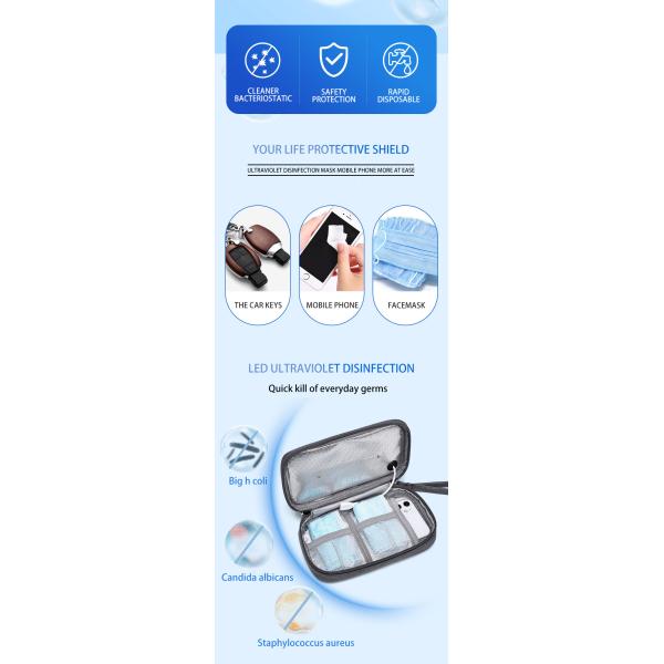 2W 5V UVC Disinfection Bag Portable LED UV Disinfection Bag 11*4*19cm