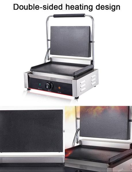 Grelha Panini de pressão de sanduíche elétrica comercial de 2200W para restauração ao ar livre