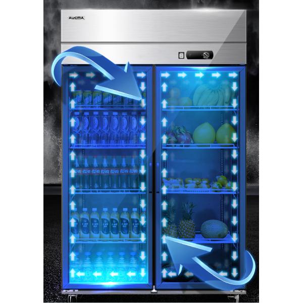 Stainless Steel Glass Door Freezer Display Cabinet Large Capacity