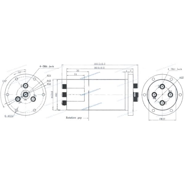 Antenna Slip Ring with 4 Channels SMA-F Radio Frequency Rotary Joints