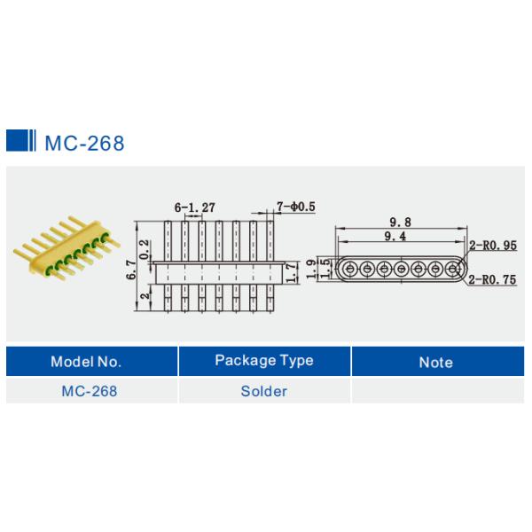 7-Pin Nail Head Glass To Metal Hermetic Seal Header With Gold Wire Bonding Surface MC-630-JH
