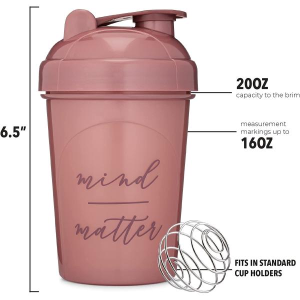 400ml Motivational Quotes Gym Shaker Bottle Cup With Wire Ball