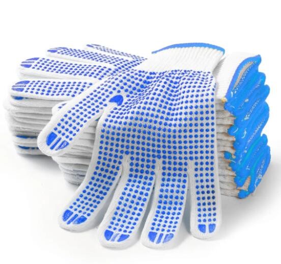 Customized Heavy Duty Cotton Gloves 21cm-26cm Pvc Dotted Cotton Hand Gloves