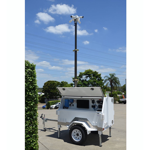 4.5m lockable pneumatic telescopic CCTV mast pick up trailer mounted for mobile security services