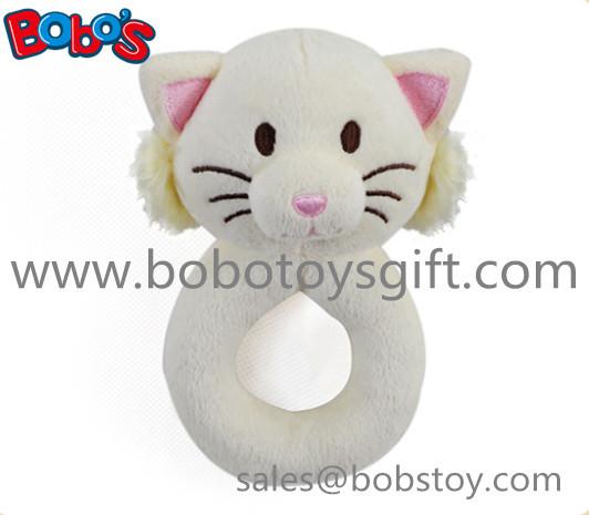 5.5 Cute Plush Stuffed White Cat Baby Rattle Toy