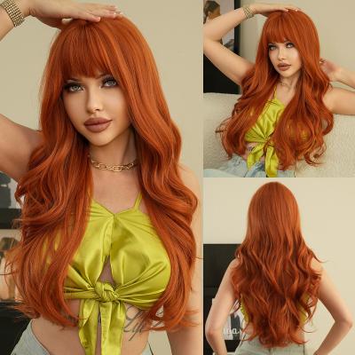 Fashion Long Body Wave Hair Orange Synthetic Wigs For Women