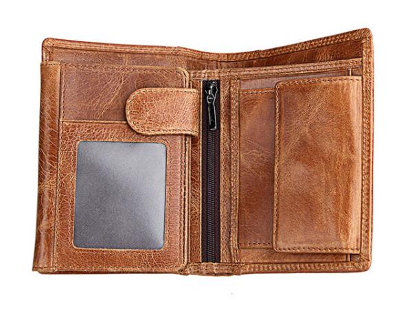 13x10.2cm 0.2kg Mens PU Leather Wallet RFID Blocking Genuine Leather ISO9001