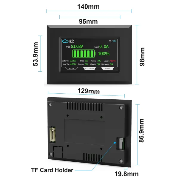 4.3 LCD Touchscreen Display Adapter for Jk BMS