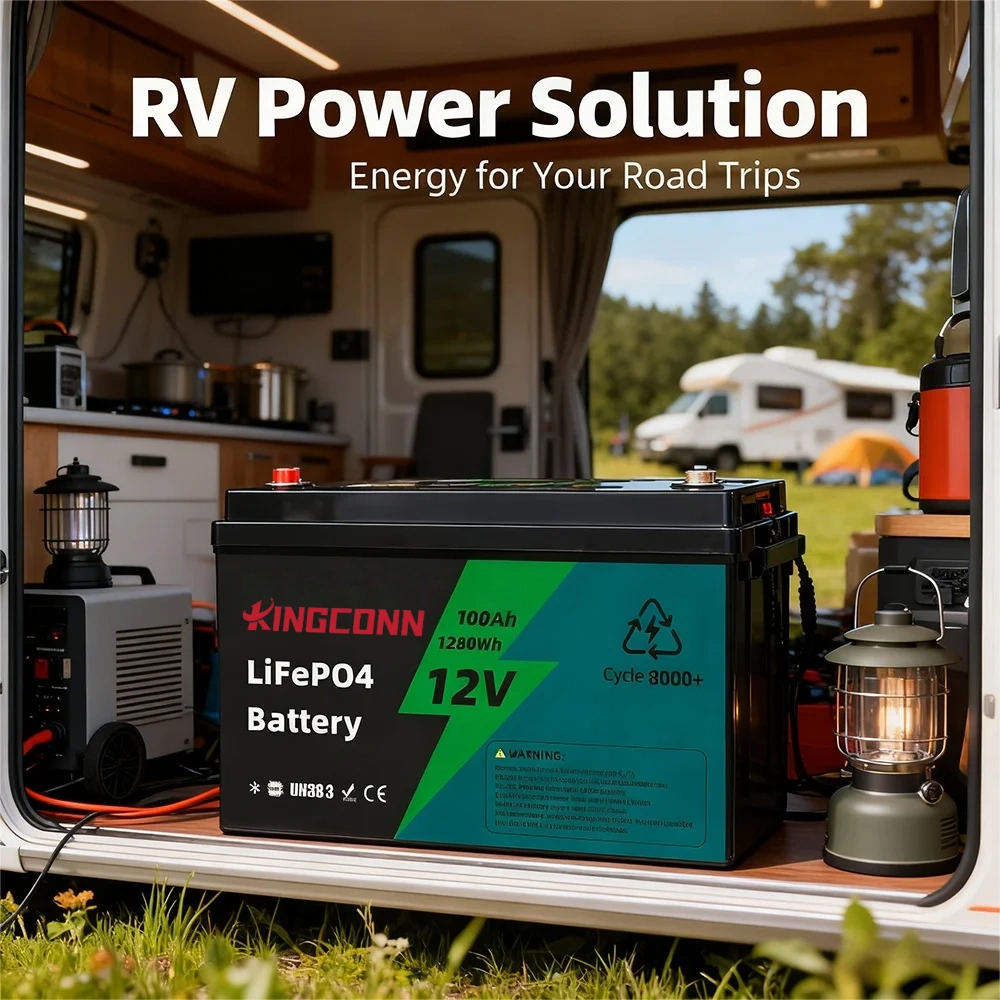 12V 100Ah LiFePO4 Battery, 8000+ Cycles, Bluetooth Monitor. Perfect for Solar, RV & Home Off‑Grid Energy Storage.