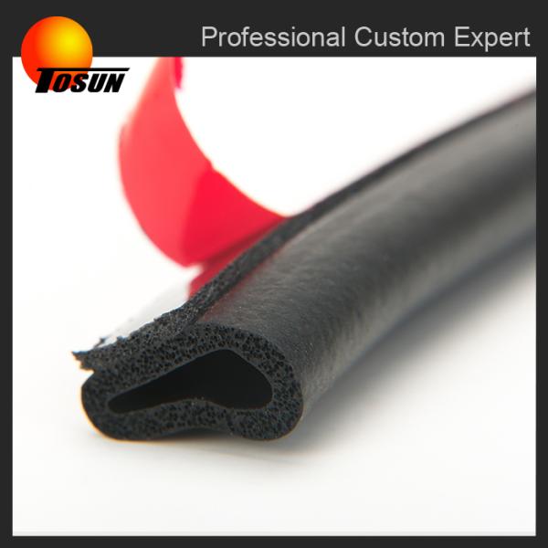 Rubber foam extrusions with double sided tape