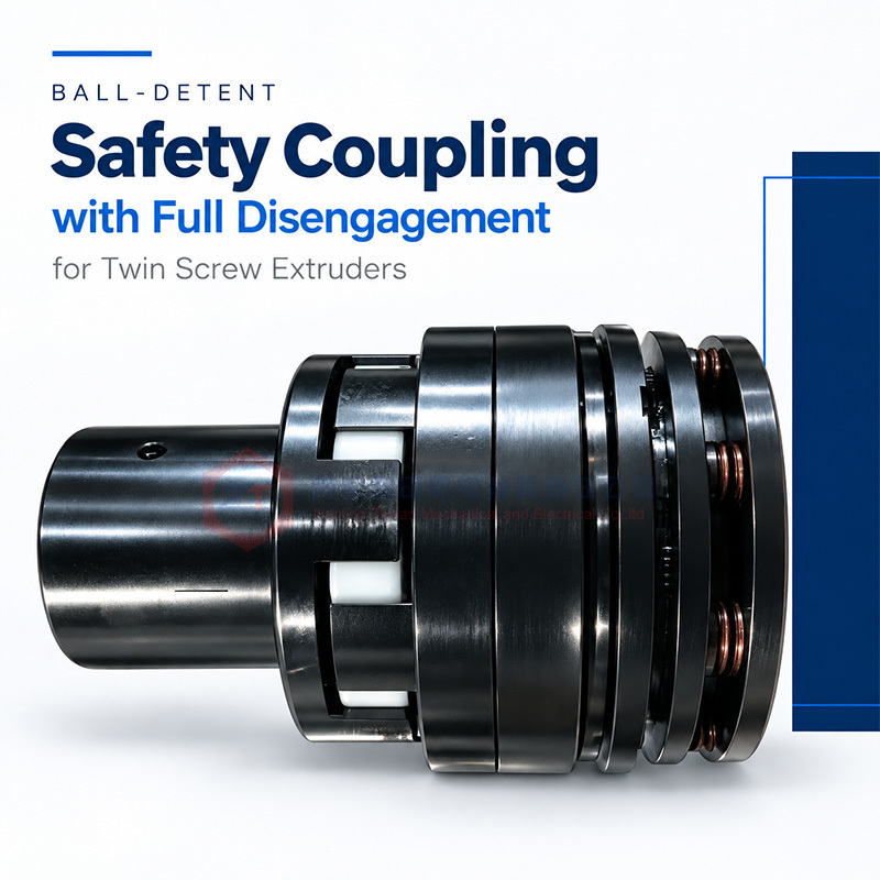 Ball-Detent Safety Coupling with Full Disengagement for Twin Screw Extruders