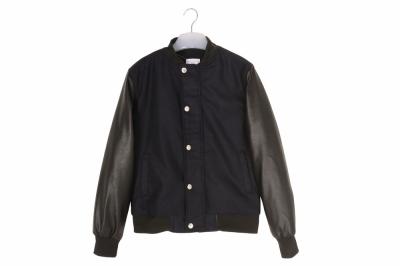 Daily Autumn Black Navy Boy'S Melton Bomber Jacket 100% Polyester