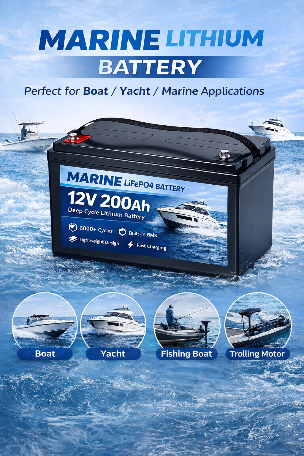 12V 200Ah Marine Lithium Battery