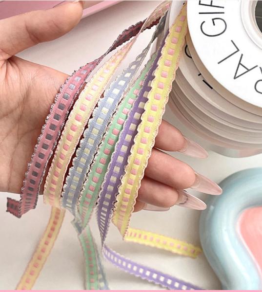 Lace Jumping Grid Ribbon Flower Bundle Bow Tie Cake Baking Ribbon Floral Art Handmade DIY material