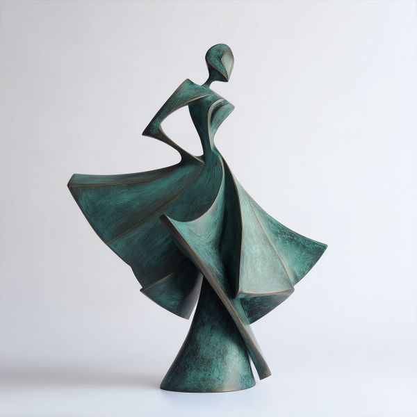 People Art Figure Statue , Green Patina Sculpture For Hotel Decoration