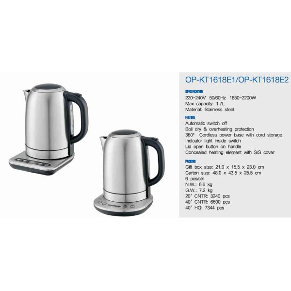 Stainless Steel Electric Kettle for Hotel Portable Water Kettle 1.6-2.0L Capacity