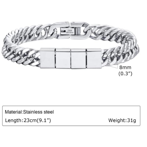 19cm and 23cm Stainless Steel Men's Bracelet with Inlay Technology Fast Shipment Guaranteed
