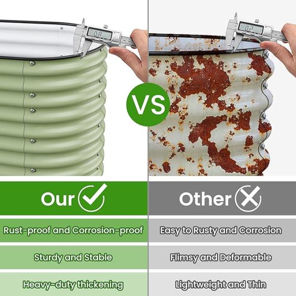 3.4*3.4*0.66 ft Metal Raised Bed Garden Bed Kit Galvanized Planter Raised Garden Boxes Outdoor Metal Raised Garden Beds