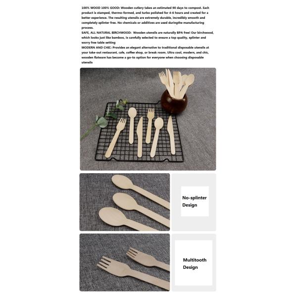 Customize Logo Wooden Cutlery Set Ideal for Commercial Buyers and Catering Services
