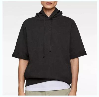 Algodão Francês Terry Homens camisetas grandes em branco Drop Shoulder Hoodie em tecido colorido