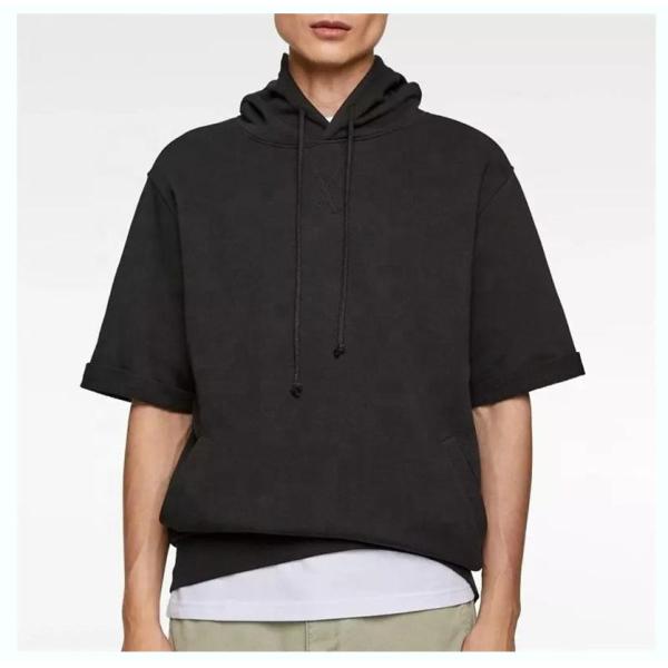 T-shirt en coton français Terry Homme surdimensionné en blanc T-shirt à capuche