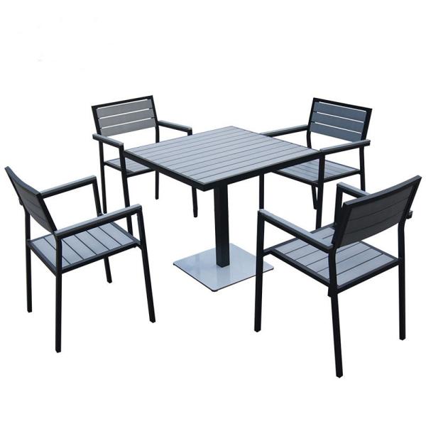 Aluminum Frame Garden Furniture 5pcs Plastic Wood Dining Sets for Outdoor Entertaining