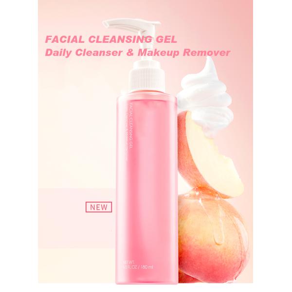 Gel Nettoyant Visage Doux pour la Peau Naturelle Marque Privée Démaquillant Quotidien - Parfum Pêche