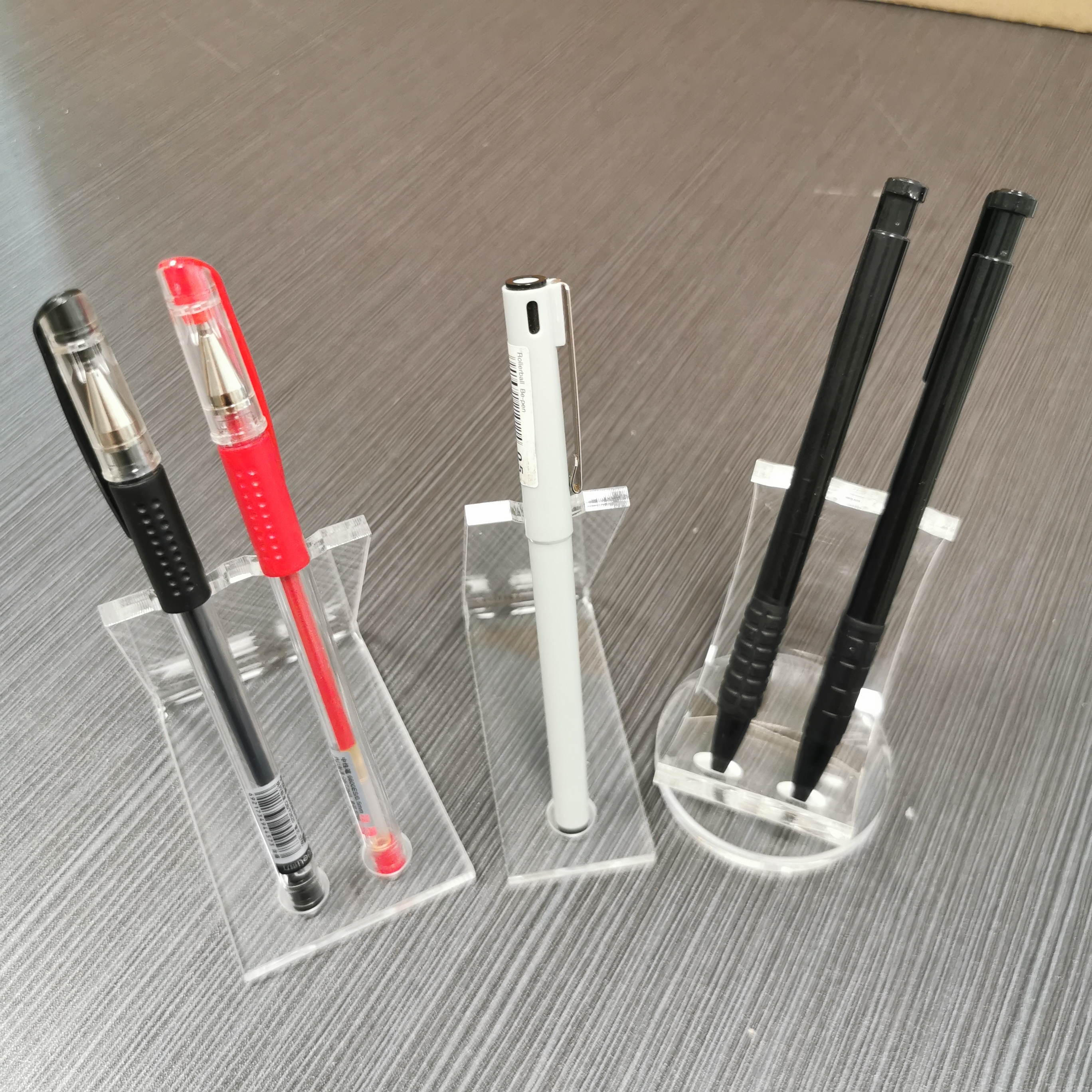 Compact Clear Acrylic Pen Holder Display Multi Hole Tabletop Mount