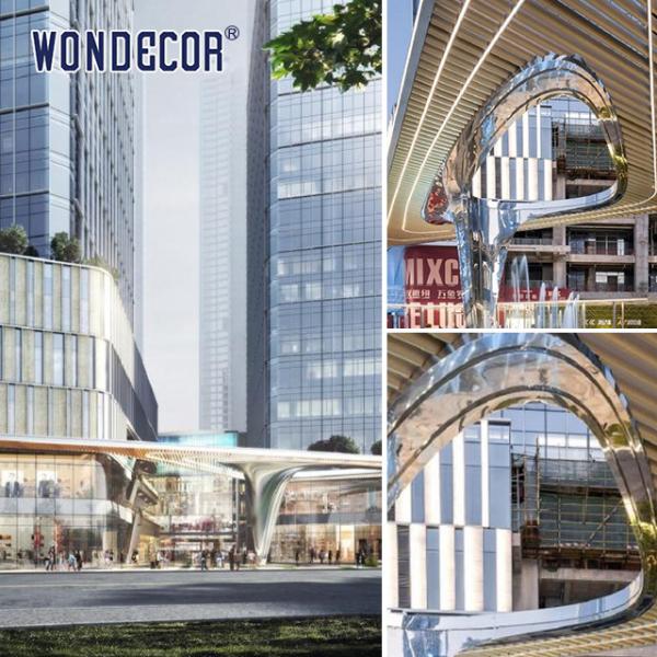 Большая художественная металлическая солнцезащитная скульптура из нержавеющей стали на площади отеля