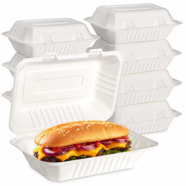 Boîte à hamburgers à emporter personnalisée boîte à bagages biodégradable à base de canne à sucre