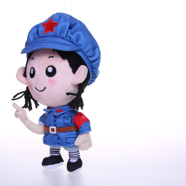 25cm Light Blue Military Uniform Short Plush Girl Doll Plush Toys