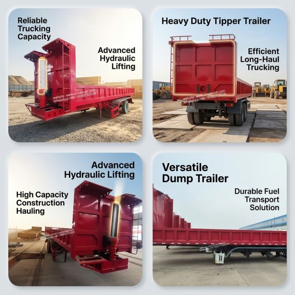 3 Axles Dumping Tipper Semi Trailer Front Lifting Hydraulic Convenient and efficient
