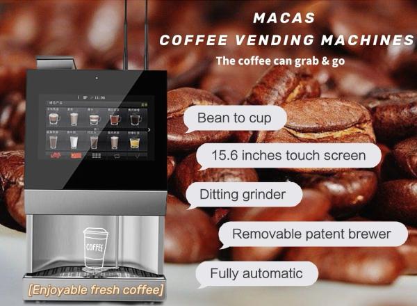 15.6 Inch Touch Screen Bean To Cup Coffee Vending Machine with Built-in Grinder