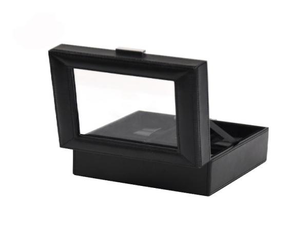 Six - Pack Black Pu Leather Watch Collection Box Customized Size ROHS Approval