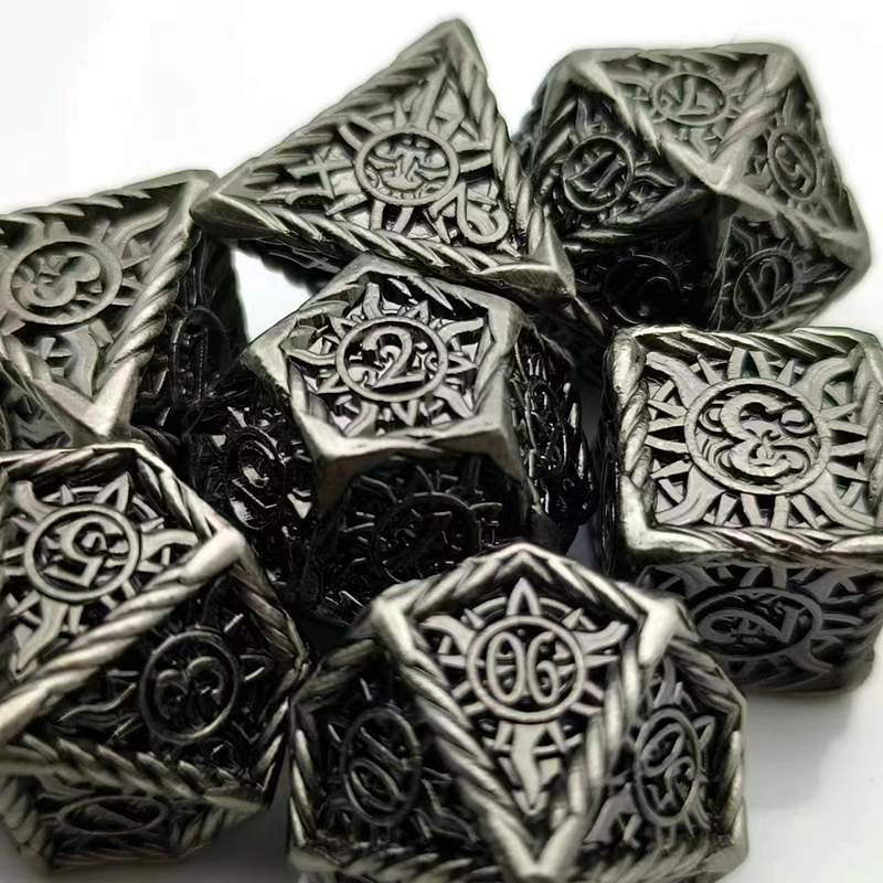 Customizable Logo Zinc Alloy Metal Dice Set with Polyhedral Shape for RPG Games
