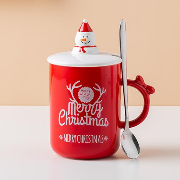La nueva Navidad de la taza del festival alrededor de los alces de Santa Claus Lid Stainless Steel Spoon modela la taza de cerámica con la cubierta