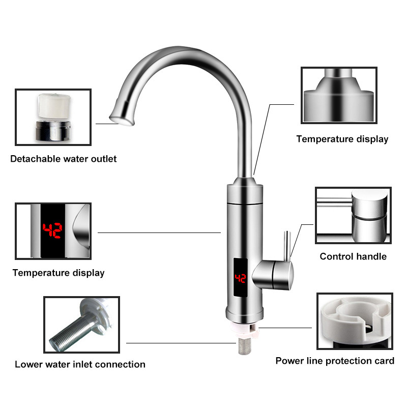 Утечка электрического Faucet цифровым управлением 3000 ватт анти- кран EMC кухни 360 градусов