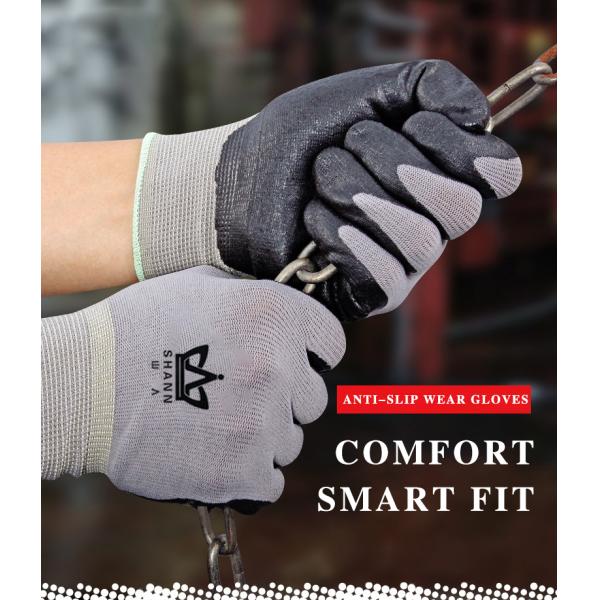 Flexible and Protective Heavy Duty Nylon Rubber Coated Work Gloves for Hand Protection