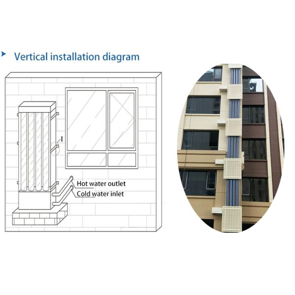 95 Liter Installed On Wall Vacuum Tube Collector Integral Solar Water Heater Without Water Tank